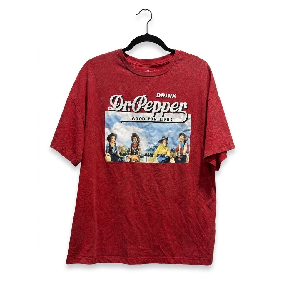 Dr Pepper Graphic T-Shirt Mens XL Red Heather Vintage Cowgirl Good For Life Tee